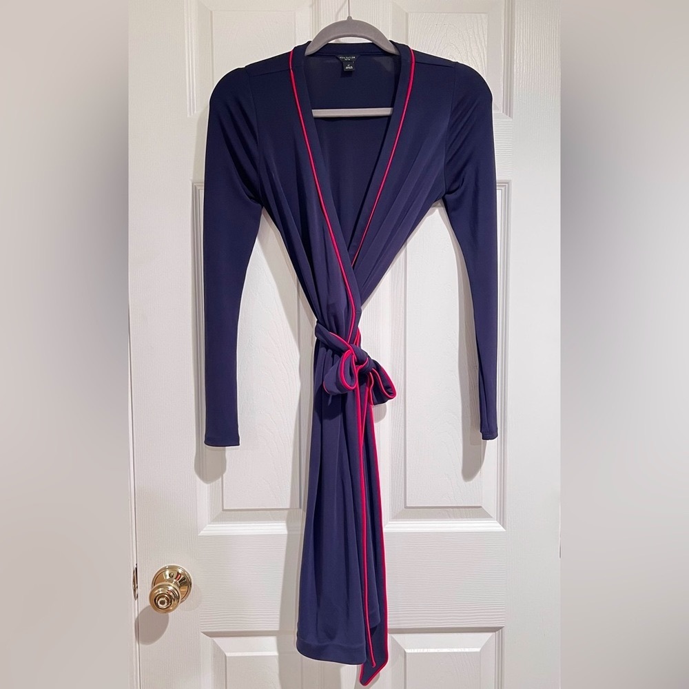 Ann Taylor - Navy with red piping wrap dress